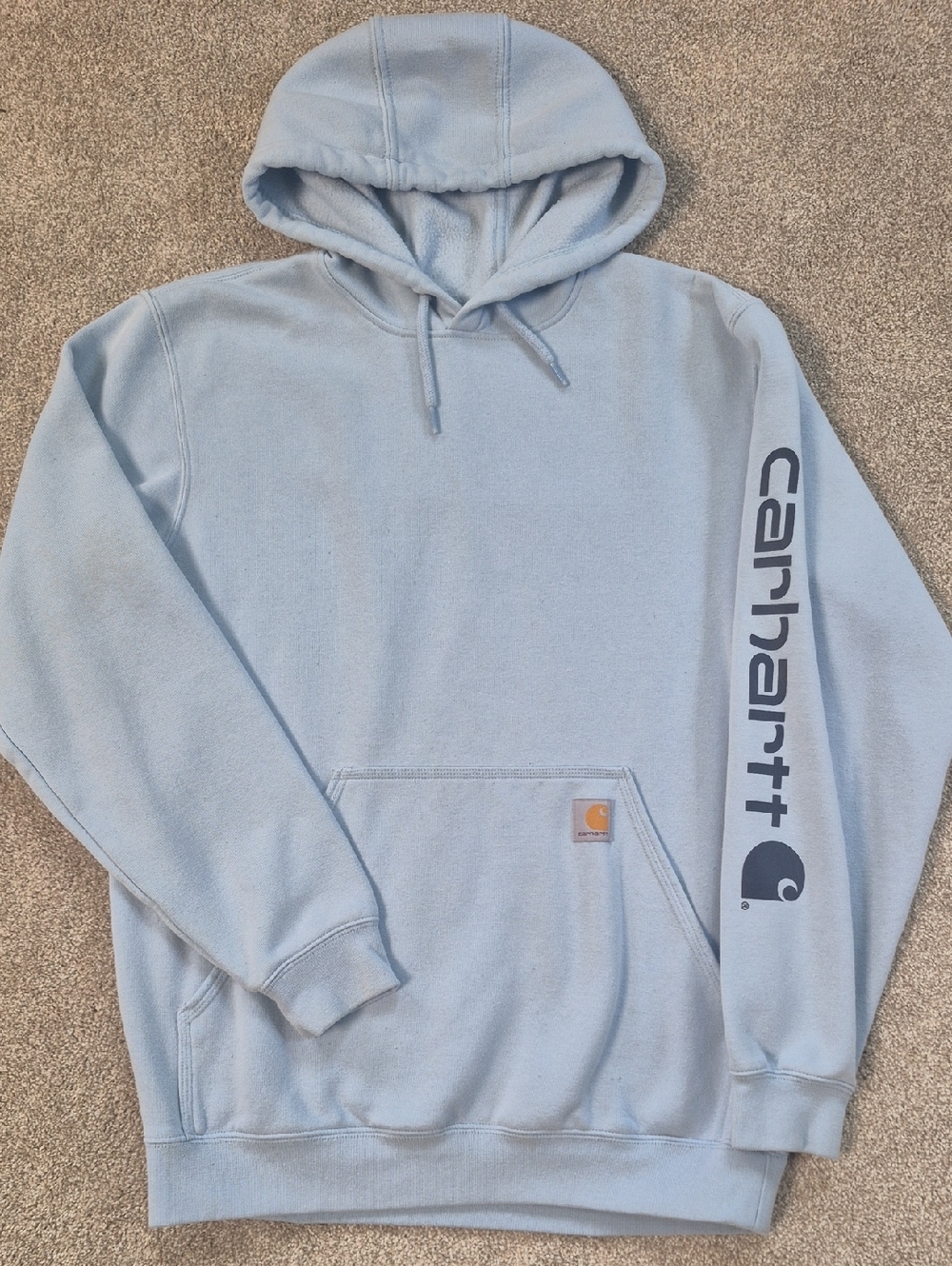 Carhartt Men’s Pale Blue Logo Pullover Hoodie